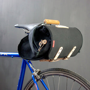 Frost and Sekers Marvin saddle bag and quick-release micro rack. Fits any bike including Brompton.