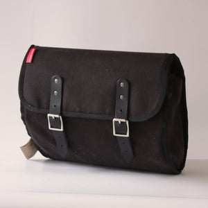 Marvin Saddle/Bar Bag - 12L - Black Canvas, Black Leather