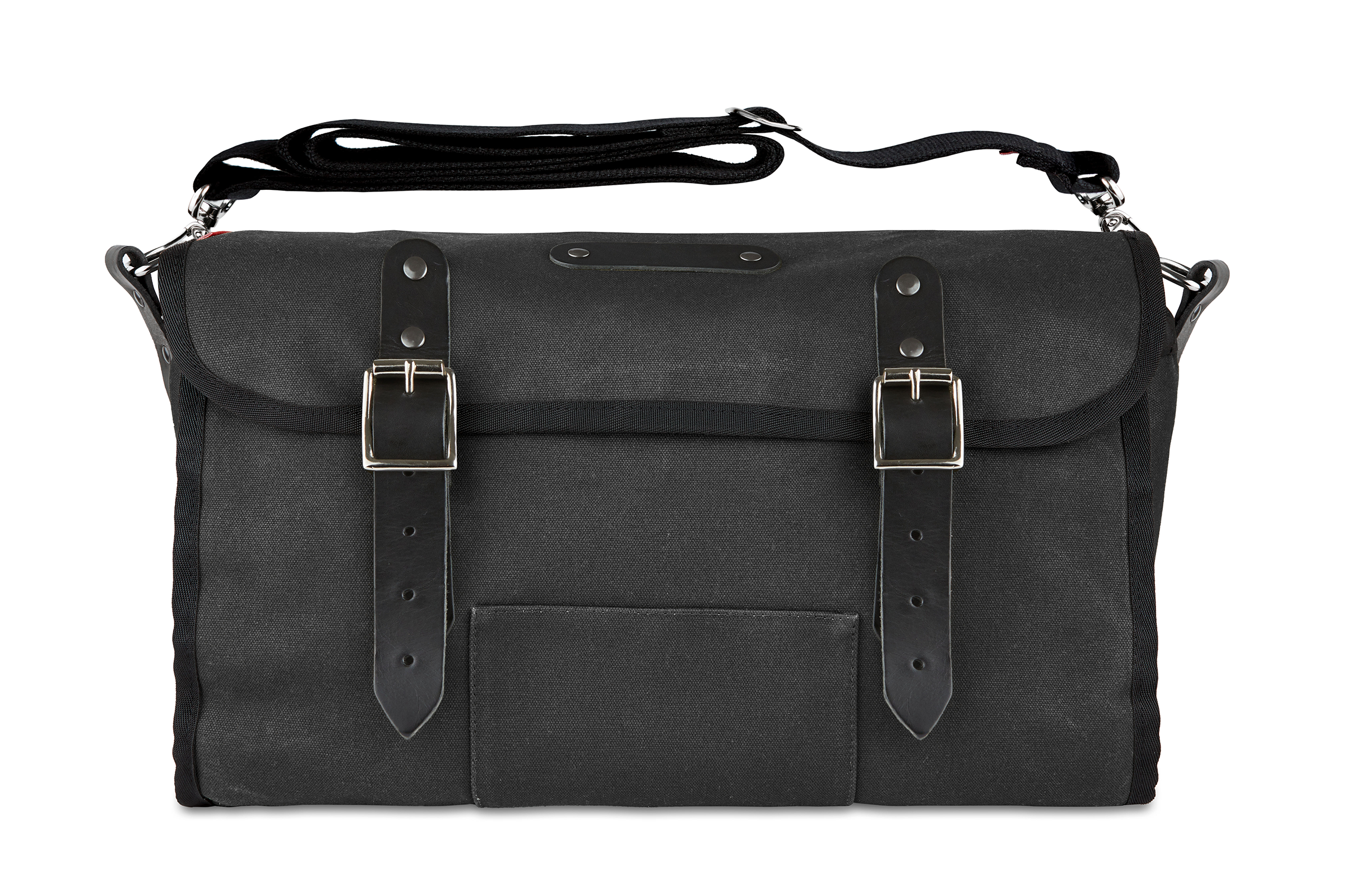 Frost and Sekers Otis saddle bag. Black canvas with Black leather.